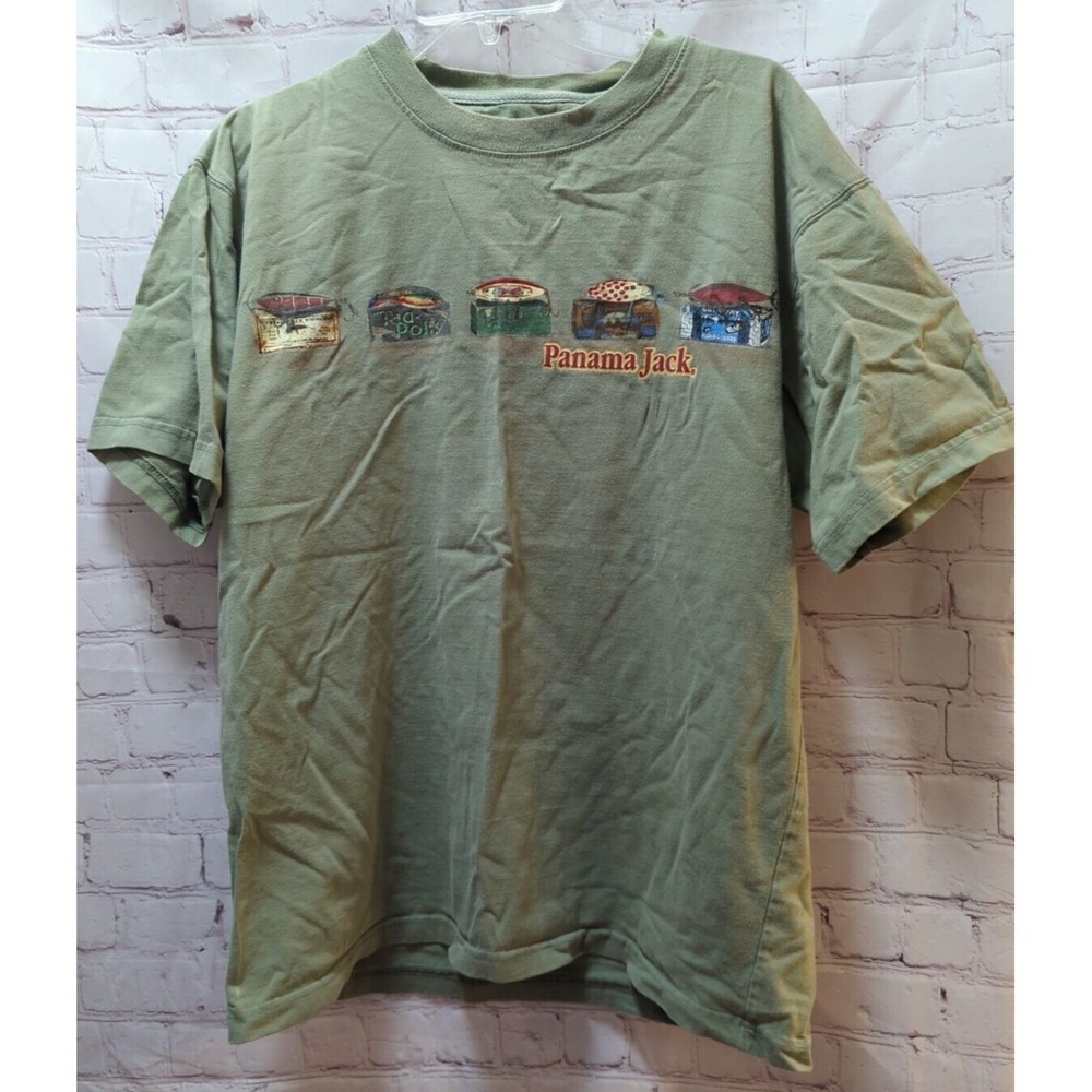 Panama jack‎ Men's USED FLAWED t-shirt fishing lures green L Large